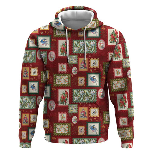 Aussie Birds Christmas La La Land Zip Hoodie Red Vintage Stamp Edition - Aussie Hoodie