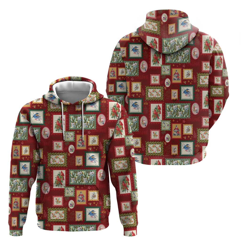 Aussie Birds Christmas La La Land Zip Hoodie Red Vintage Stamp Edition - Aussie Hoodie