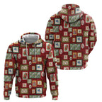 Aussie Birds Christmas La La Land Zip Hoodie Red Vintage Stamp Edition - Aussie Hoodie