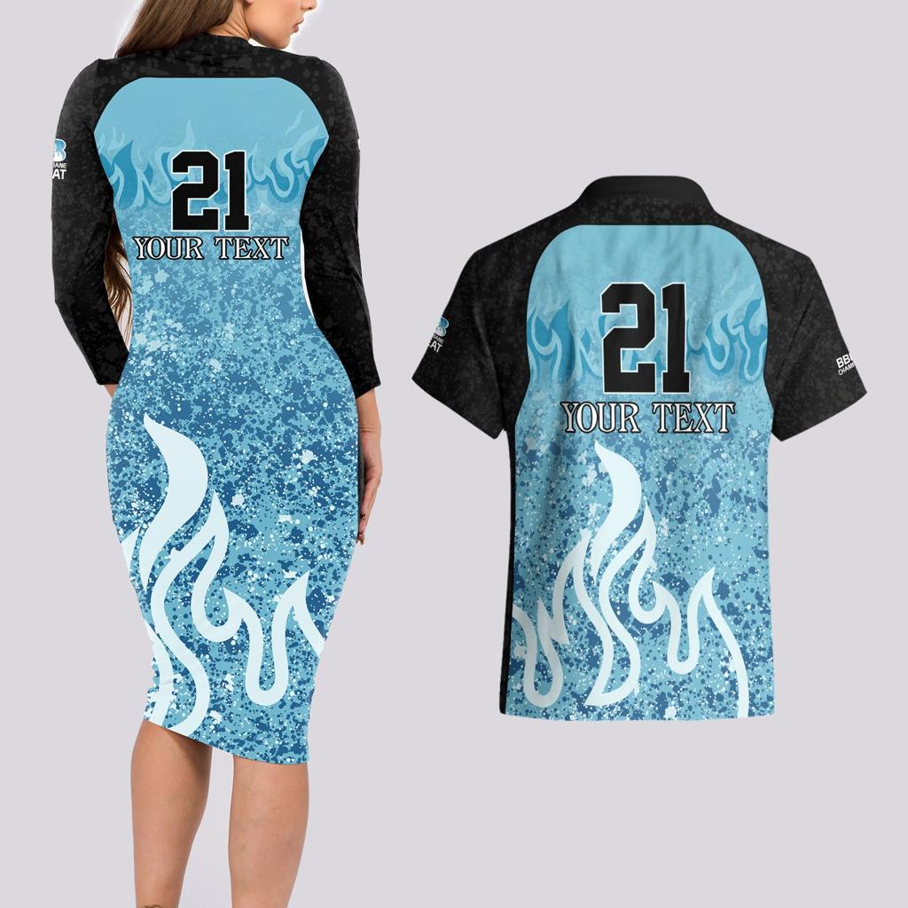 Custom Brisbane Heat Champions BBL13 Couples Matching Long Sleeve Bodycon Dress and Hawaiian Shirt