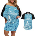 Custom Brisbane Heat Champions BBL13 Couples Matching Off Shoulder Short Dress and Hawaiian Shirt