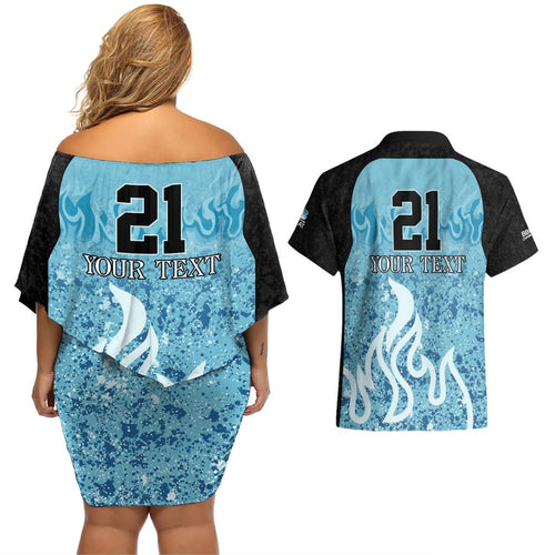 Custom Brisbane Heat Champions BBL13 Couples Matching Off Shoulder Short Dress and Hawaiian Shirt