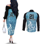 Custom Brisbane Heat Champions BBL13 Couples Matching Off The Shoulder Long Sleeve Dress and Long Sleeve Button Shirt