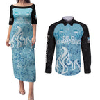 Custom Brisbane Heat Champions BBL13 Couples Matching Puletasi and Long Sleeve Button Shirt