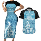 Custom Brisbane Heat Champions BBL13 Couples Matching Short Sleeve Bodycon Dress and Hawaiian Shirt
