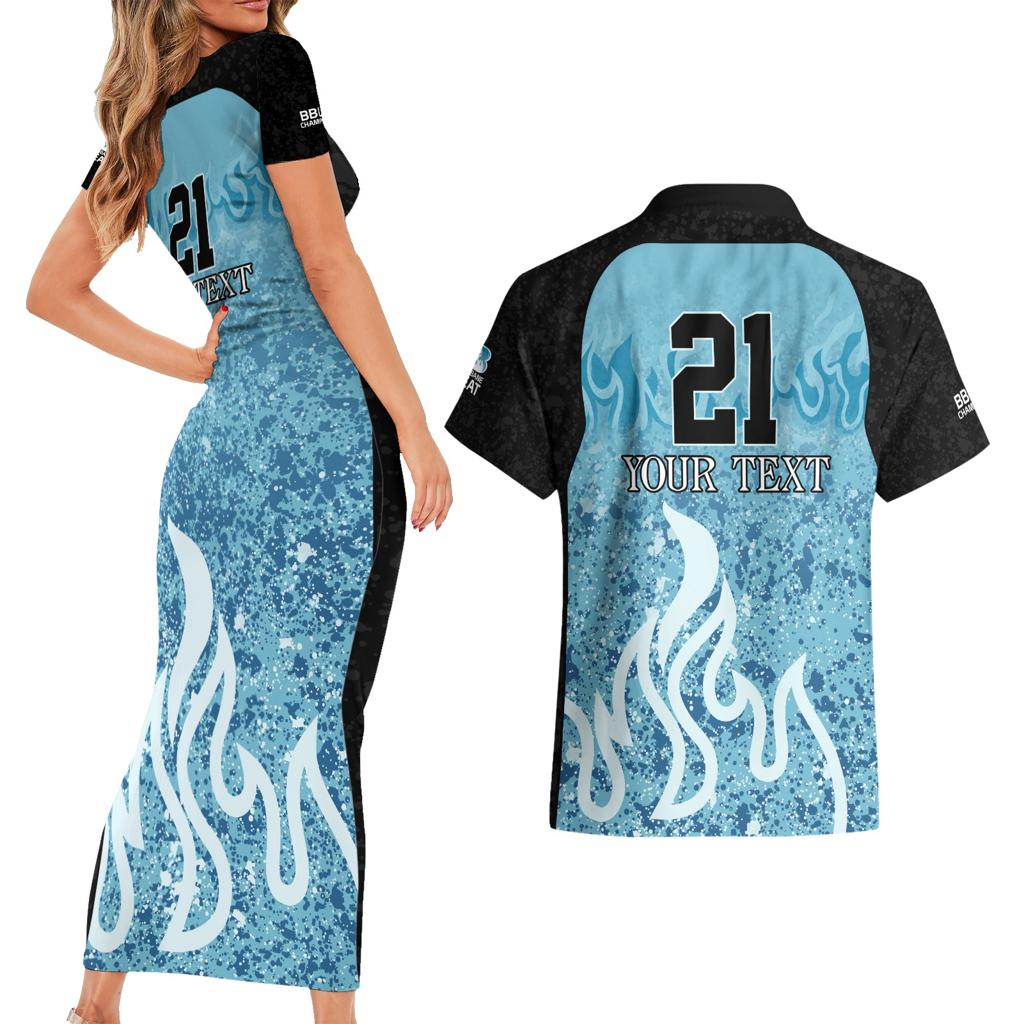 Custom Brisbane Heat Champions BBL13 Couples Matching Short Sleeve Bodycon Dress and Hawaiian Shirt