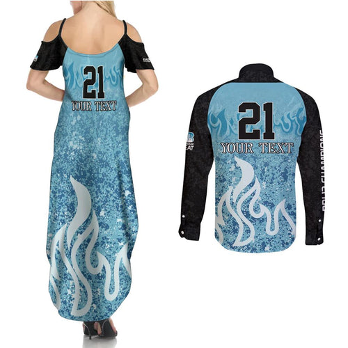Custom Brisbane Heat Champions BBL13 Couples Matching Summer Maxi Dress and Long Sleeve Button Shirt