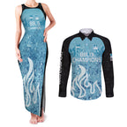 Custom Brisbane Heat Champions BBL13 Couples Matching Tank Maxi Dress and Long Sleeve Button Shirt