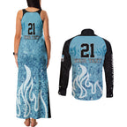 Custom Brisbane Heat Champions BBL13 Couples Matching Tank Maxi Dress and Long Sleeve Button Shirt