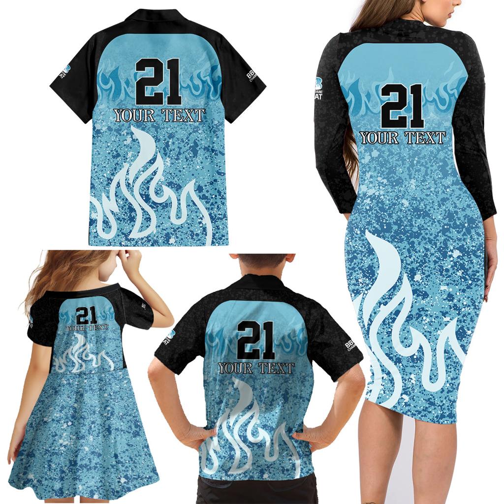 Custom Brisbane Heat Champions BBL13 Family Matching Long Sleeve Bodycon Dress and Hawaiian Shirt