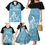 Custom Brisbane Heat Champions BBL13 Family Matching Mermaid Dress and Hawaiian Shirt