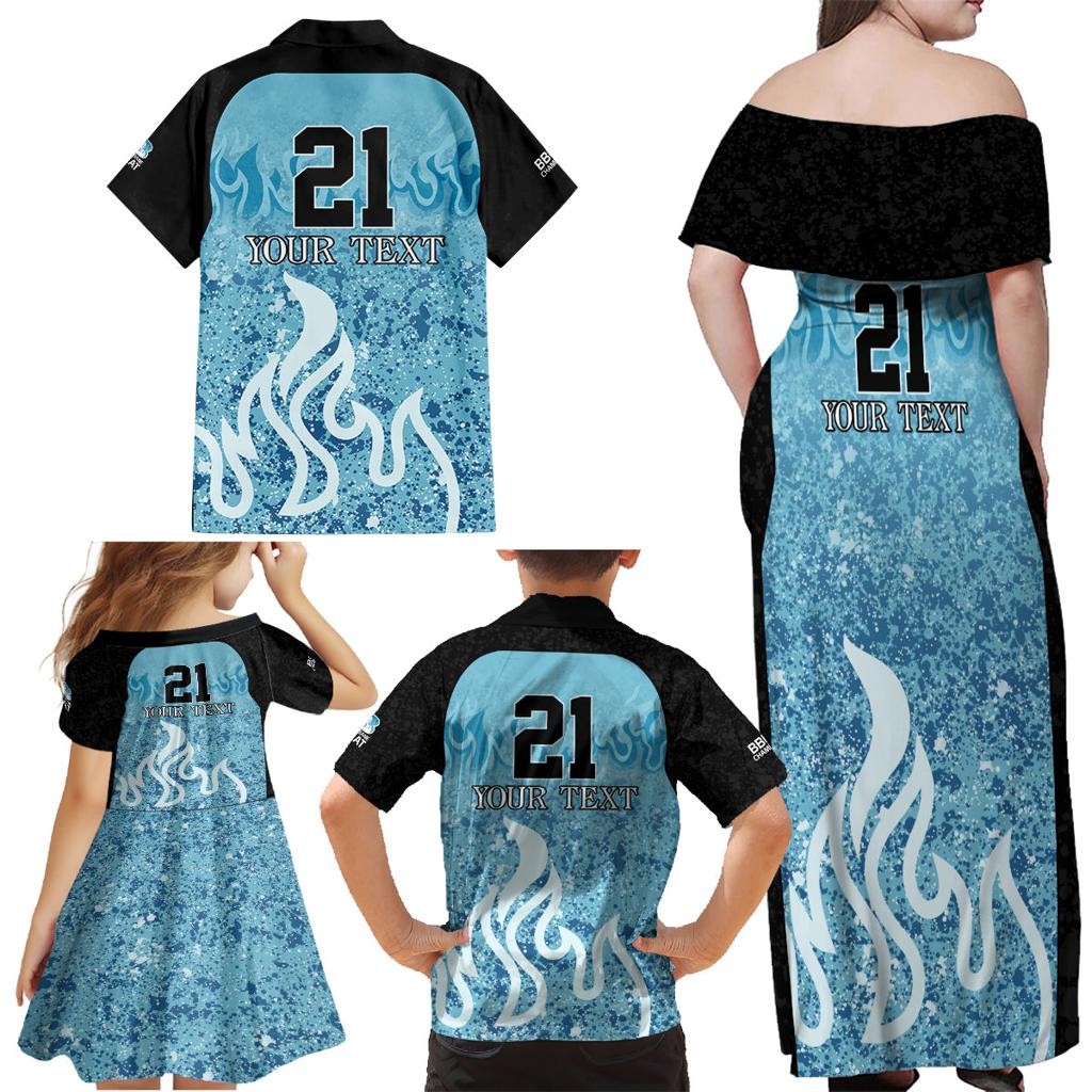 Custom Brisbane Heat Champions BBL13 Family Matching Off Shoulder Maxi Dress and Hawaiian Shirt