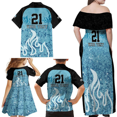Custom Brisbane Heat Champions BBL13 Family Matching Off Shoulder Maxi Dress and Hawaiian Shirt