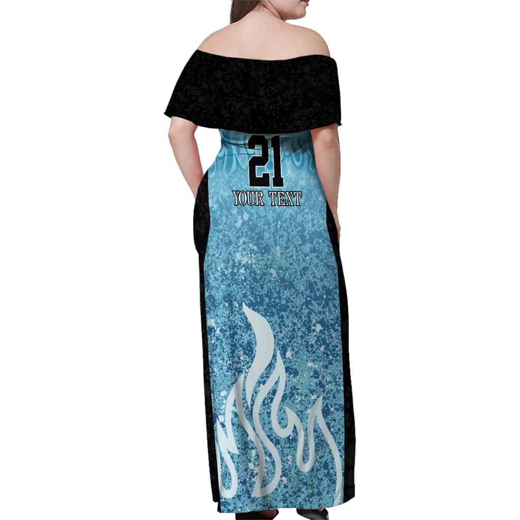 Custom Brisbane Heat Champions BBL13 Family Matching Off Shoulder Maxi Dress and Hawaiian Shirt