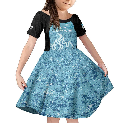 Custom Brisbane Heat Champions BBL13 Family Matching Off Shoulder Short Dress and Hawaiian Shirt
