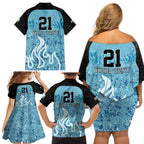 Custom Brisbane Heat Champions BBL13 Family Matching Off Shoulder Short Dress and Hawaiian Shirt