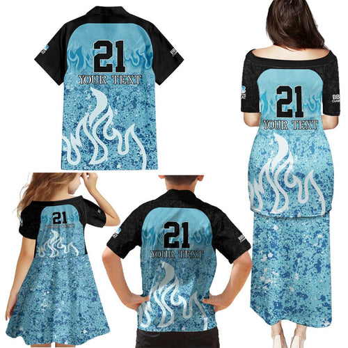 Custom Brisbane Heat Champions BBL13 Family Matching Puletasi and Hawaiian Shirt
