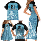 Custom Brisbane Heat Champions BBL13 Family Matching Short Sleeve Bodycon Dress and Hawaiian Shirt
