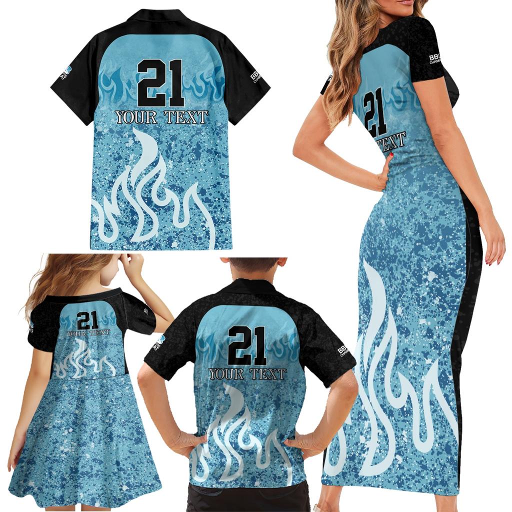 Custom Brisbane Heat Champions BBL13 Family Matching Short Sleeve Bodycon Dress and Hawaiian Shirt