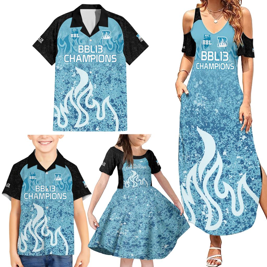 Custom Brisbane Heat Champions BBL13 Family Matching Summer Maxi Dress and Hawaiian Shirt