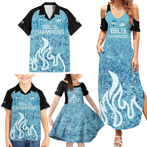 Custom Brisbane Heat Champions BBL13 Family Matching Summer Maxi Dress and Hawaiian Shirt