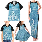 Custom Brisbane Heat Champions BBL13 Family Matching Tank Maxi Dress and Hawaiian Shirt