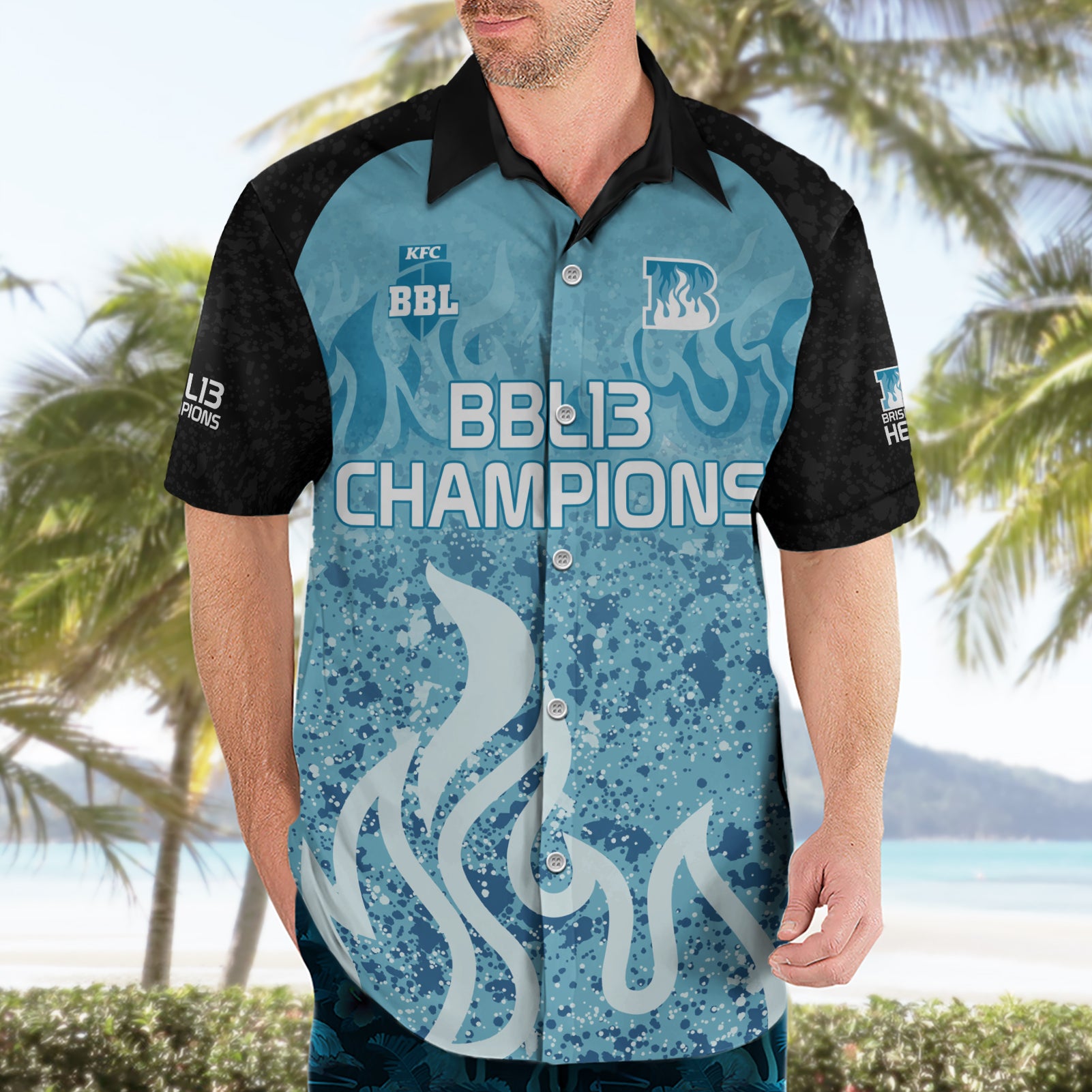 Custom Brisbane Heat Champions BBL13 Hawaiian Shirt