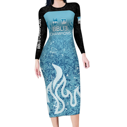 Custom Brisbane Heat Champions BBL13 Long Sleeve Bodycon Dress
