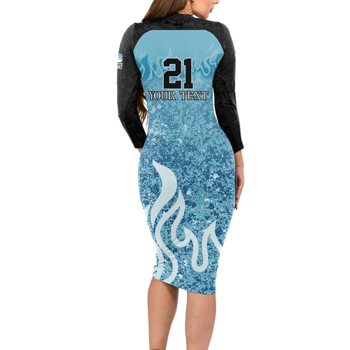 Custom Brisbane Heat Champions BBL13 Long Sleeve Bodycon Dress