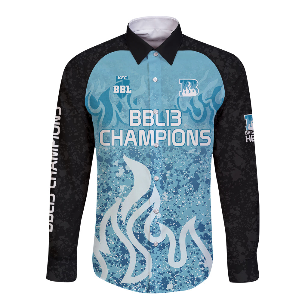 Custom Brisbane Heat Champions BBL13 Long Sleeve Button Shirt