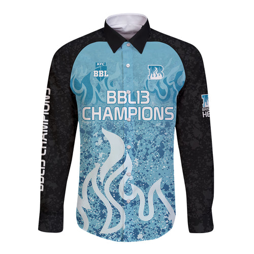 Custom Brisbane Heat Champions BBL13 Long Sleeve Button Shirt