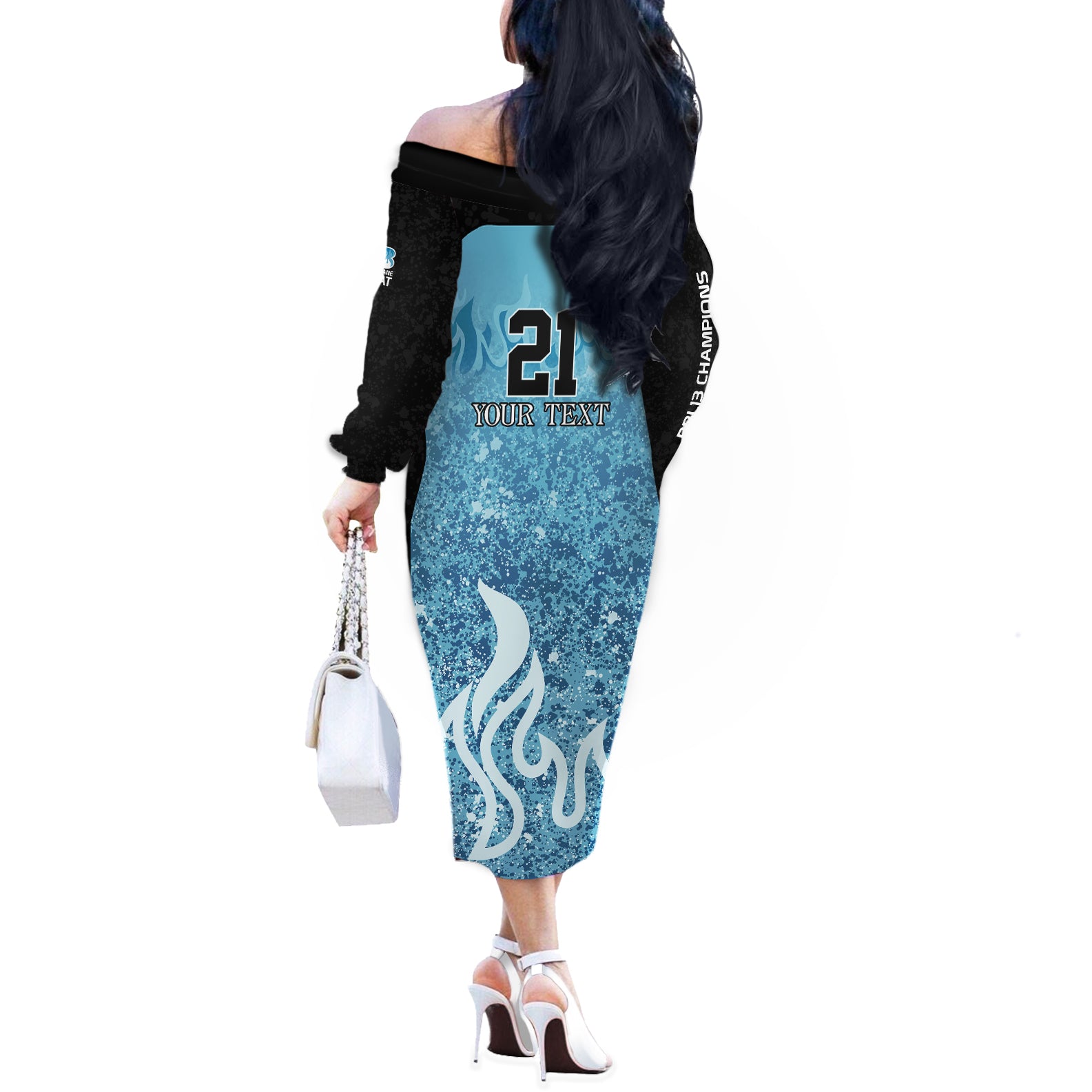 Custom Brisbane Heat Champions BBL13 Off The Shoulder Long Sleeve Dress