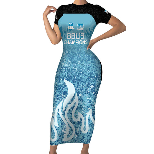 Custom Brisbane Heat Champions BBL13 Short Sleeve Bodycon Dress