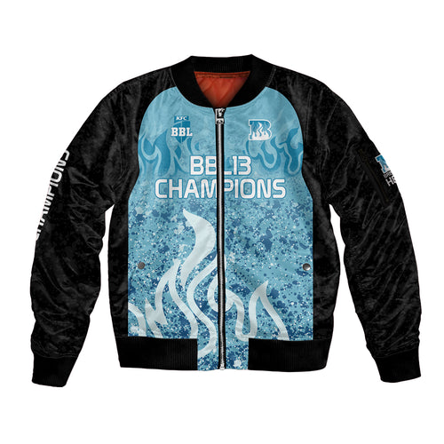 Custom Brisbane Heat Champions BBL13 Sleeve Zip Bomber Jacket