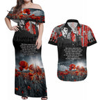 ANZAC DAY Heroes Of The Gallipoli Couples Matching Off Shoulder Maxi Dress and Hawaiian Shirt