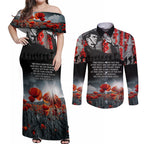 ANZAC DAY Heroes Of The Gallipoli Couples Matching Off Shoulder Maxi Dress and Long Sleeve Button Shirt