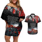 ANZAC DAY Heroes Of The Gallipoli Couples Matching Off Shoulder Short Dress and Hawaiian Shirt
