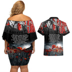 ANZAC DAY Heroes Of The Gallipoli Couples Matching Off Shoulder Short Dress and Hawaiian Shirt