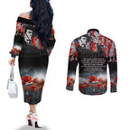 ANZAC DAY Heroes Of The Gallipoli Couples Matching Off The Shoulder Long Sleeve Dress and Long Sleeve Button Shirt