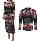 ANZAC DAY Heroes Of The Gallipoli Couples Matching Puletasi and Long Sleeve Button Shirt