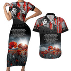 ANZAC DAY Heroes Of The Gallipoli Couples Matching Short Sleeve Bodycon Dress and Hawaiian Shirt