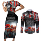 ANZAC DAY Heroes Of The Gallipoli Couples Matching Short Sleeve Bodycon Dress and Long Sleeve Button Shirt