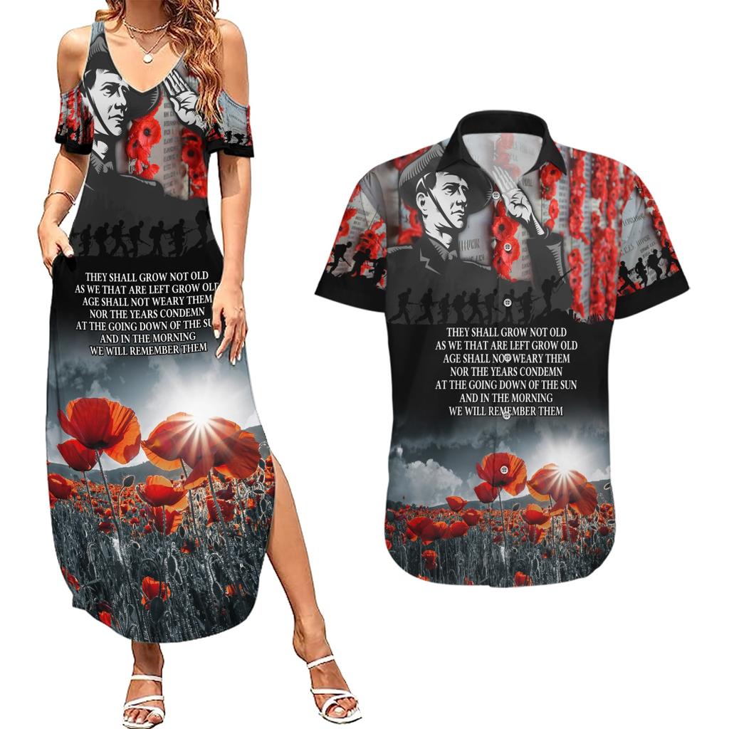 ANZAC DAY Heroes Of The Gallipoli Couples Matching Summer Maxi Dress and Hawaiian Shirt