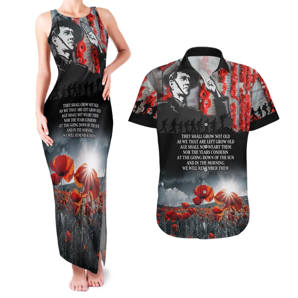 ANZAC DAY Heroes Of The Gallipoli Couples Matching Tank Maxi Dress and Hawaiian Shirt