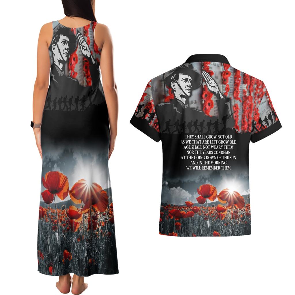 ANZAC DAY Heroes Of The Gallipoli Couples Matching Tank Maxi Dress and Hawaiian Shirt