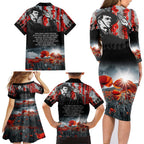 ANZAC DAY Heroes Of The Gallipoli Family Matching Long Sleeve Bodycon Dress and Hawaiian Shirt