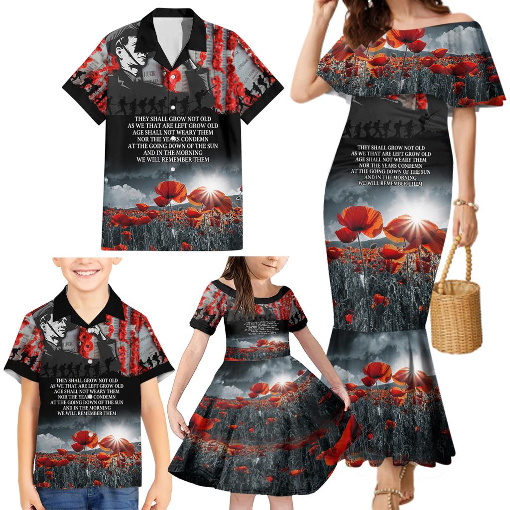 ANZAC DAY Heroes Of The Gallipoli Family Matching Mermaid Dress and Hawaiian Shirt