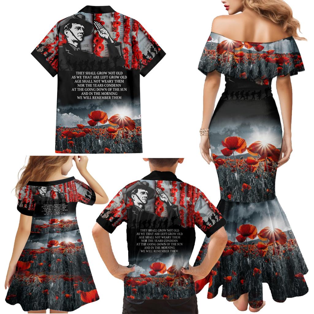 ANZAC DAY Heroes Of The Gallipoli Family Matching Mermaid Dress and Hawaiian Shirt