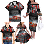 ANZAC DAY Heroes Of The Gallipoli Family Matching Off Shoulder Long Sleeve Dress and Hawaiian Shirt