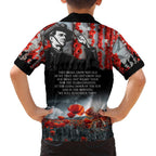 ANZAC DAY Heroes Of The Gallipoli Family Matching Off Shoulder Long Sleeve Dress and Hawaiian Shirt